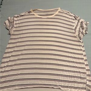 American Age White Striped Short Sleeve Tee